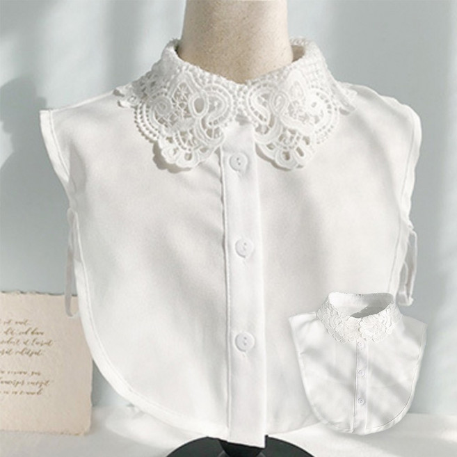 수앳홈 가벼운 레이스 페이크카라 넥케이프