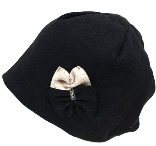 [서울양품점] 국내생산 여성용 울 니트 나비 두건모자[HC21024] 비니 패션용 보온용 환우용