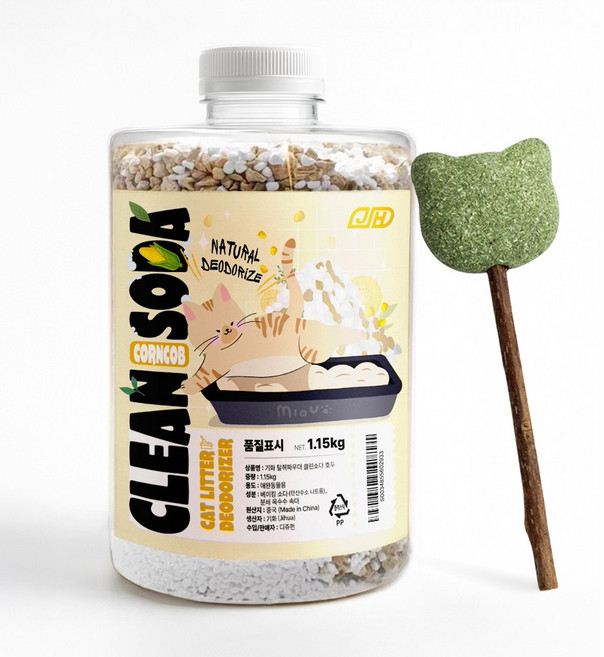 기화 고양이모래 케어세트 탈취제 클린소다 옥수수속대 + 캣닢스틱, 1.15kg, 1
