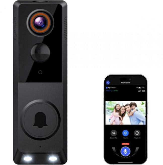 스마트 도어벨 센서 무선 현관 1080P Wireless Smart Doorbell Camera AI Human Detection 2.4GHz Wi-Fi Only Colo, 스마트 도어벨 센서 무선 현관 1080P Wireles