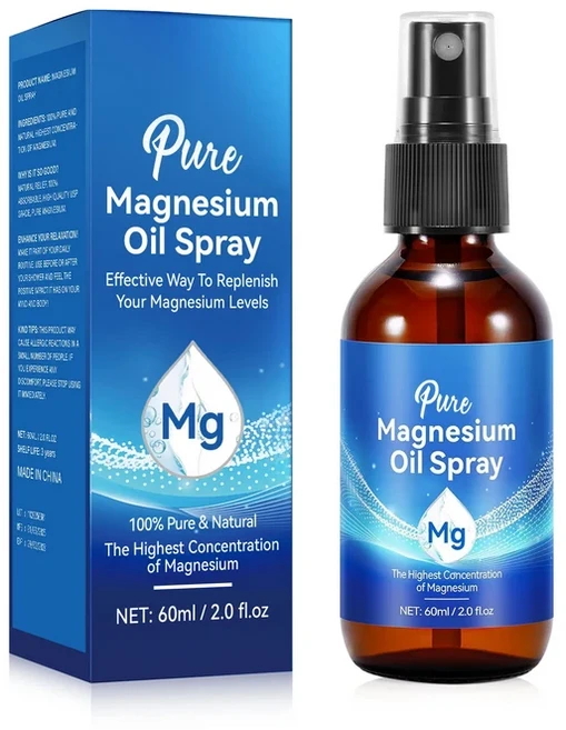 천연 마그네슘 오일 60ml - 피부 및 바디 케어를 위한 최고의 미네랄 농도 10% 함유. 빠르게 흡수되는 염화