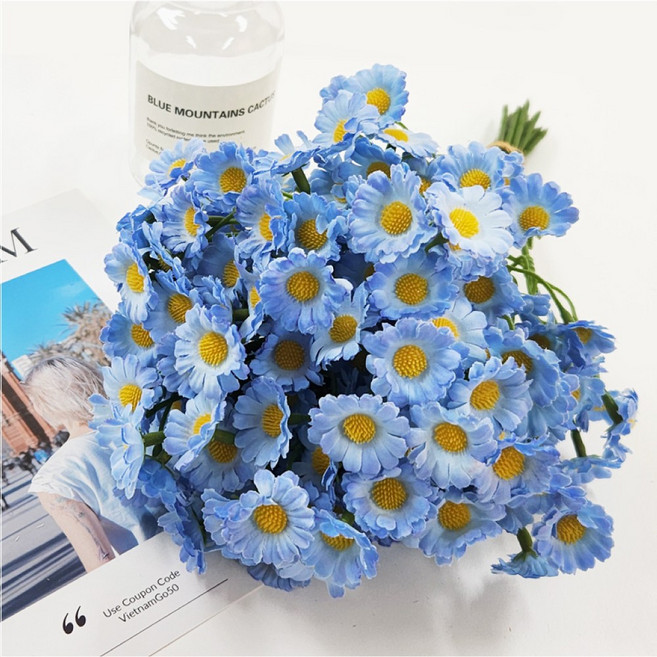 마벨인홈 조화 풍성하고 예쁜 캐모마일 꽃 세트 18P, 블루, 1개