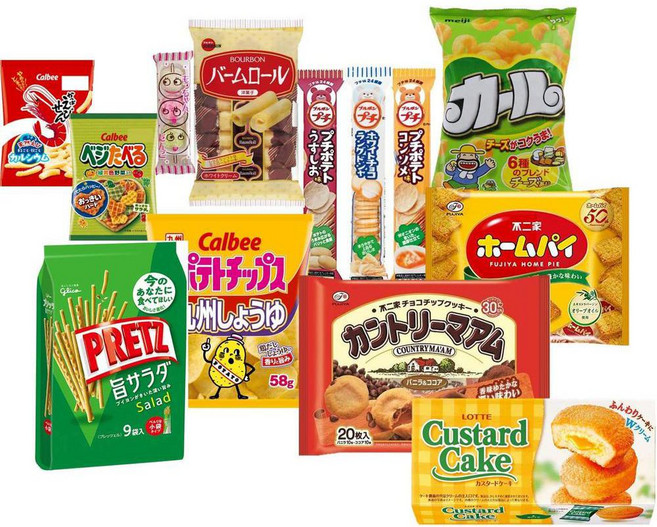 unbranded goods 일본직구 모둠과자 대용량 간식세트 A(컨트리맘 홈파이 컬(치즈) 프리츠 커스터드케이크 밤롤 감자칩(규슈간장) 야채먹이 카파에비센 3조각 모카, 사이즈