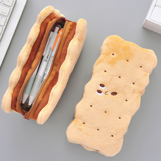 포키비스켓 필통 파우치 학용품 초등 중학생 고등학생 대학생 화장품 필기구, 포키비스켓필통_베이지