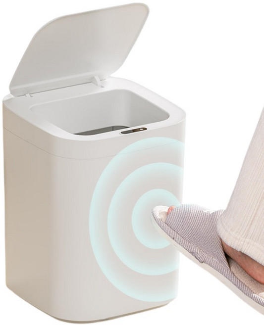 바오커머스 3종 모션 자동 쓰레기통 스마트 휴지통 충격 센서 원격 감지, 화이트