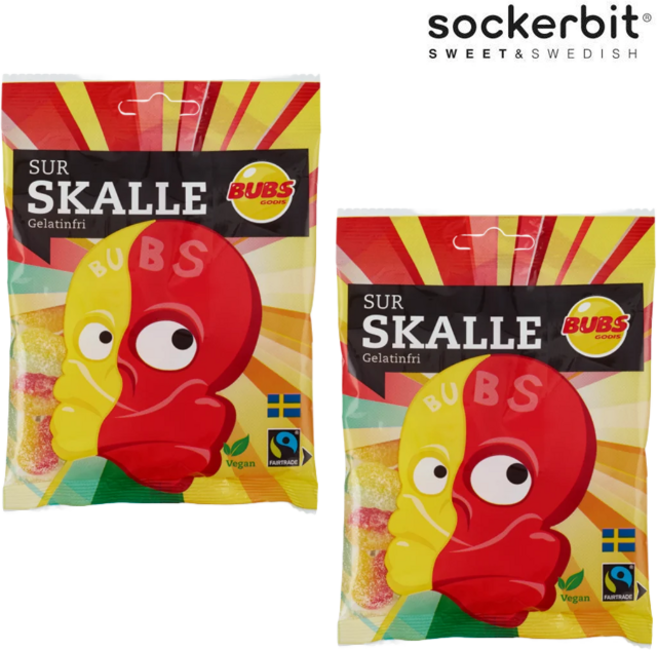 [Sockerbit] [1+1] 스웨덴 캔디 스웨디시 젤리 Bubs 사워 해골젤리 90g 2개 Bubs Swedish Candy Mix, 1세트