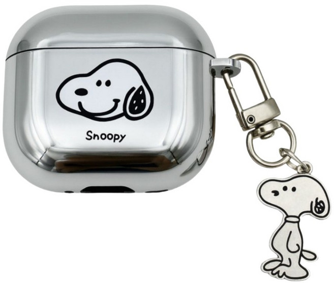 실버 메탈 스누피 미러 에어팟케이스 키링 세트, 실버스누피 에어팟pro3, 1개