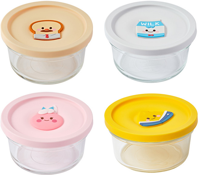 글라스락X브레드이발소 햇밥용기 4조 세트