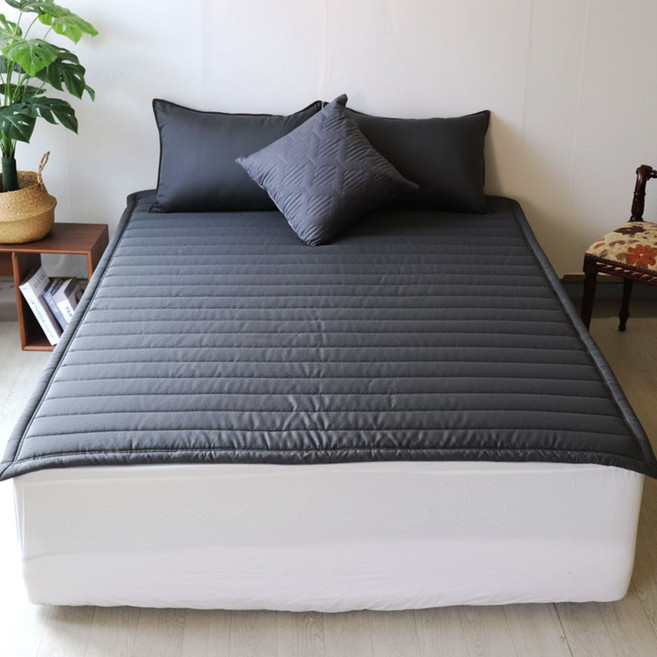 디메이드베딩 직접제작 60수 순면 텐셀 모달 누빔 미끄럼방지 침대패드 90x200 슈퍼싱글 퀸 라지킹 돌침대패드, 모달패드 차콜