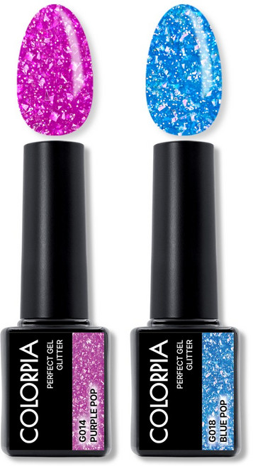 칼라피아 원스텝 퍼펙트젤 글리터 젤네일 세트, 1세트, 05. 퍼플팝+블루팝