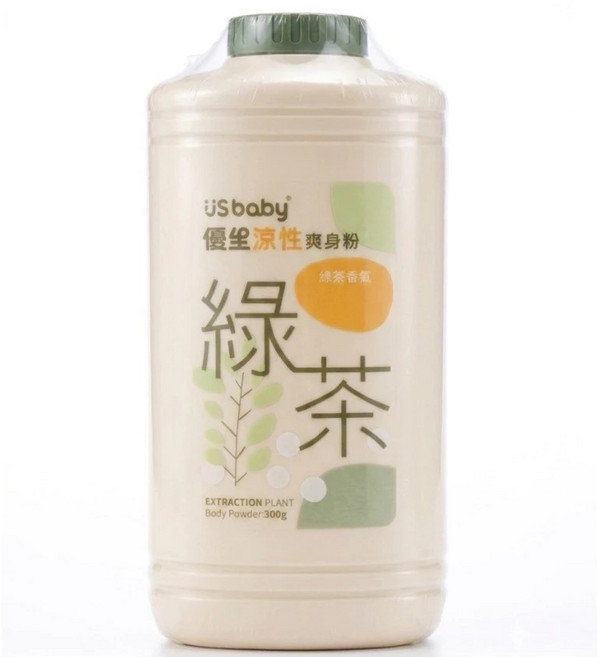 uSbaby 綠茶涼性爽身粉 300g, 1個