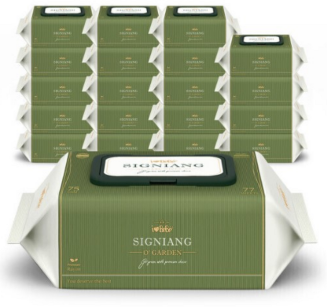 시그니앙 오블루 75g 엠보 20팩 77매 캡형 아기물티슈, 20개