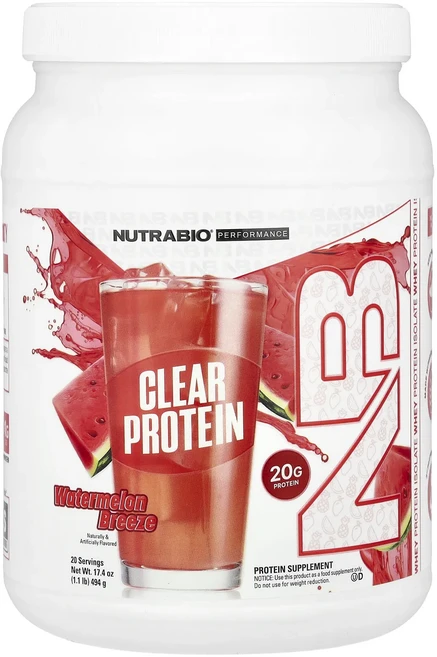 새해 건강을 선물하세요 NutraBio 퍼포먼스 클리어 단백질 워터멜론 브리즈 494g(1.1lb) 특별관리진행, NutraBio퍼포먼스클리어단백질워터멜론브리즈494g1, 494g, 1개 - 쿠팡