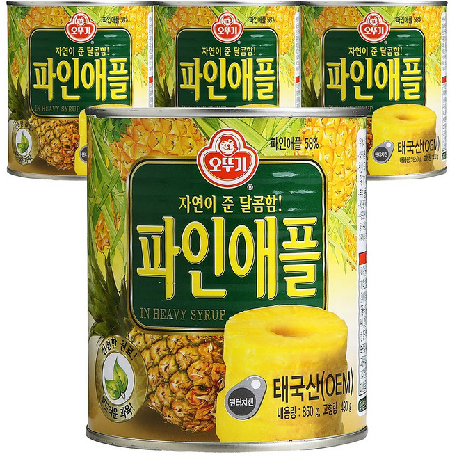 오뚜기 파인애플 통조림 850g, 4개