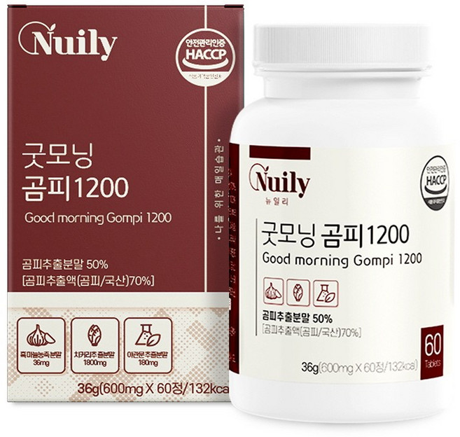 국산 곰피추출물 1200 정 알약타입 고함량 곰피 추출분말 가루 흑마늘 야관문 치커리 베타글루칸 과라나 멀티비타민 앤 미네랄 식이섬유 간에좋은 음식 효능 식약처 HACCP 인증, 1개