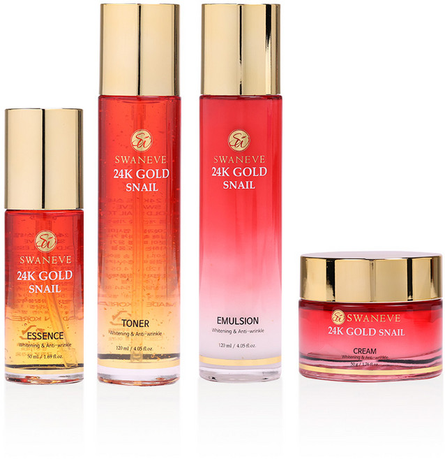 [본사직영] NEW 탄력집중 리뉴얼 레드에디션 스와니브 24K 골드 스네일 기초 4종 1세트