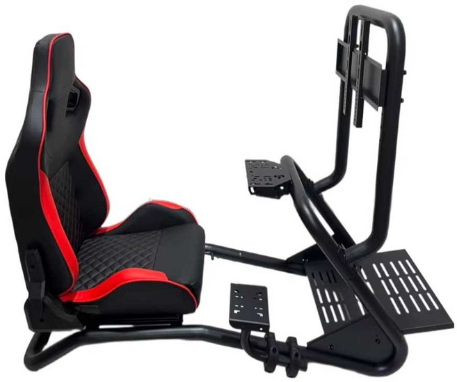 레이싱휠 거치대 시뮬레이터 용품 스탠드 운전게임 시트, 1개, 상세페이지 참고, 블랙/레드 가죽 프로 시트 브래킷