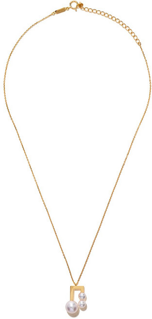 타사키 밸런스 노트 컬렉션 18K 옐로 골드 아코야 펄 펜던트 네크리스