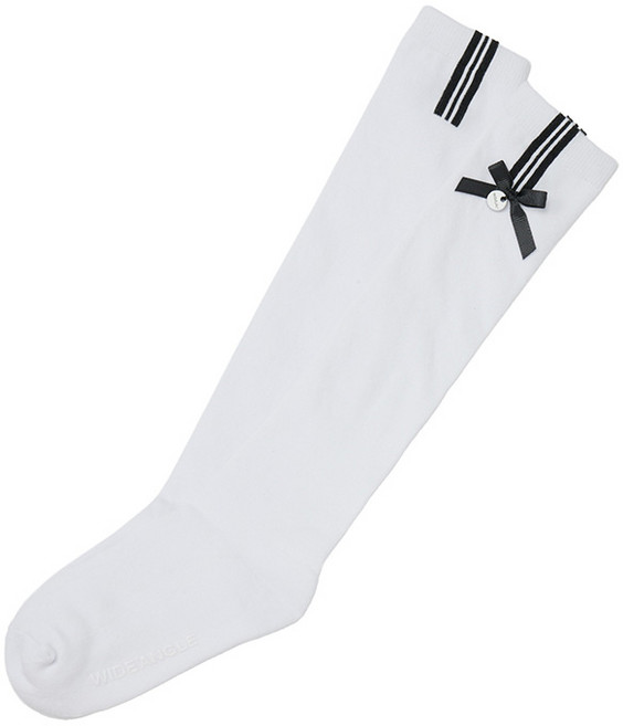 와이드앵글 공식 여성 골프 CO 리본 포인트 파일 니삭스_WWP26S09W2, 1개, White