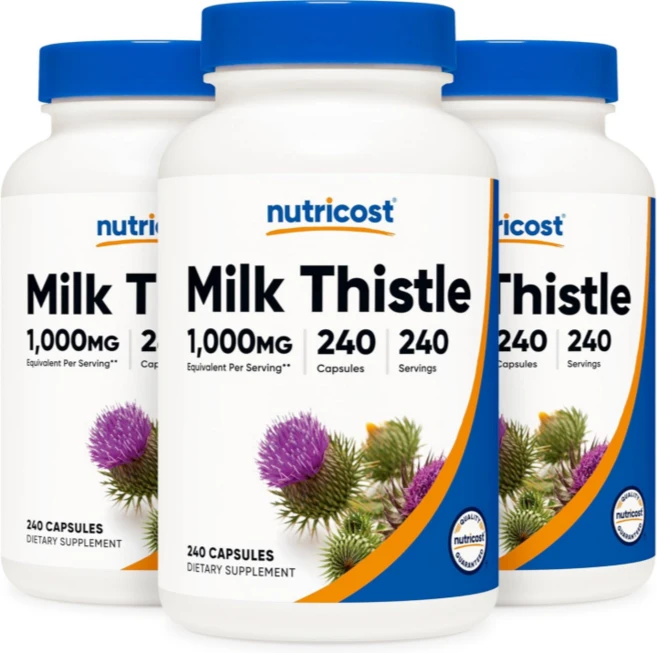 Nutricost 밀크시슬 1 000mg 캡슐 240정 원산지 미국 2+1, 3개 - 쿠팡