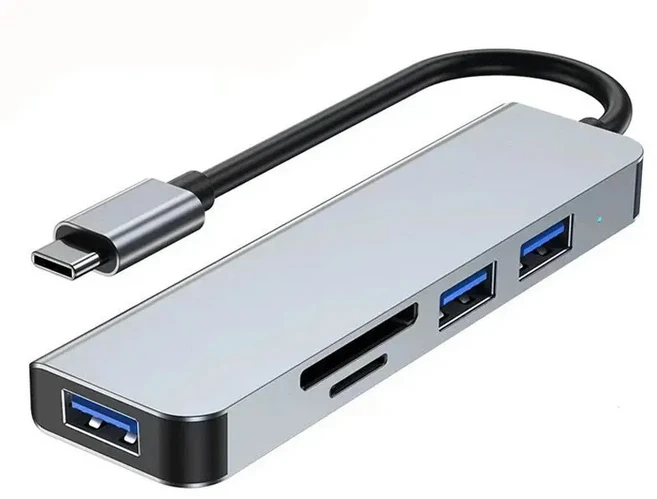 USB C 타입 분배기 알루미늄 A 3.0 허브 SDTF 카드 리더기 포함 맥북 노트북 프린터용 2.0 플래시 드라이브, 01 Type C hub