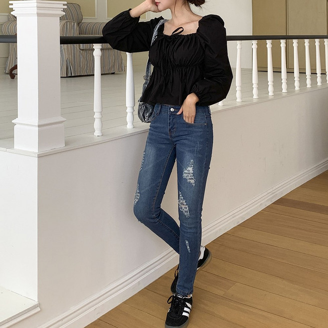 [MADE] 의미있는 워싱 디스트로이드 해짐 스키니 청바지