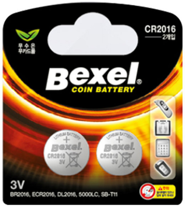 벡셀 코인 건전지 CR2016, 2개입, 1개