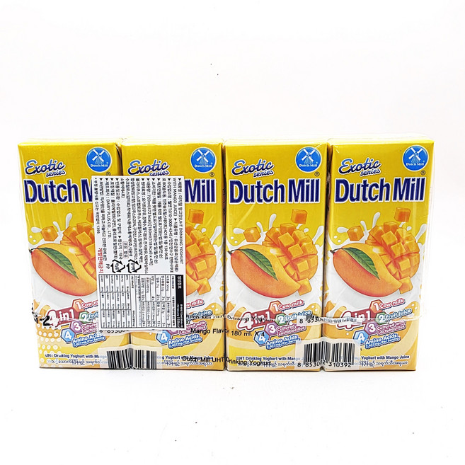 DUTCH MILL MANGO JUICE 더치밀 망고맛 YOGHURT WITH MANGO JUICE, 8개, 180ml
