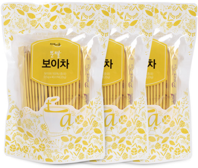 차예마을 바로녹는 운남성 보이차 가루 추출 분말 40스틱..tt, 40개입, 3개