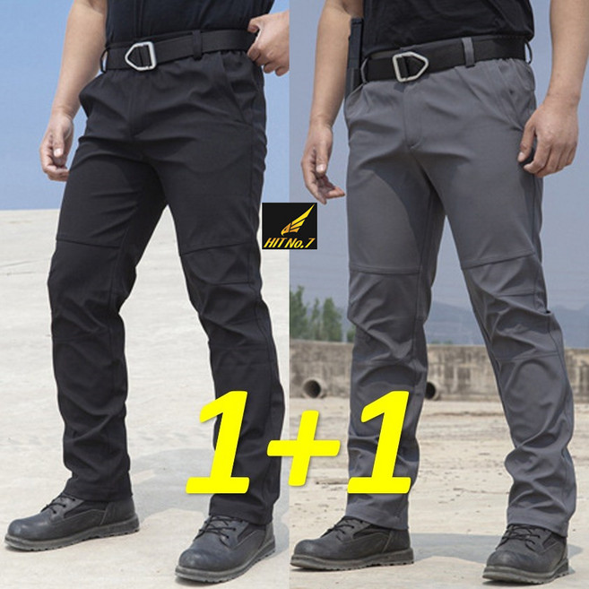 히트세븐 기본핏 봄 여름 스판 일자바지 등산 낚시 텍티컬 전술바지 오토바이 작업복 IX10, 블랙+그레이
