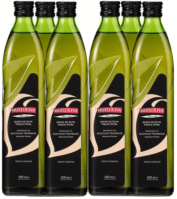 MUELOLIVA 慕雅利華 琵卡答特級初榨冷壓橄欖油, 500ml, 6瓶
