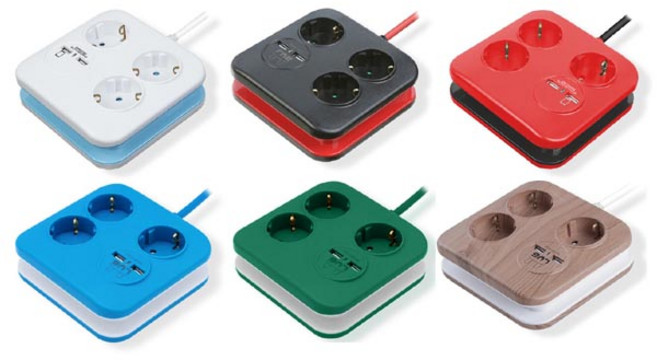 러그박스 사각큐브 3구 USB 2포트 납작멀티탭, 1개, 러그박스 사각 1.4m USB 올블루, 1.4m