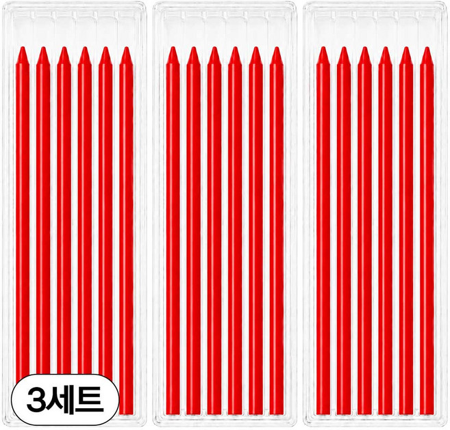 아띠꼴로 리필용 목수 마킹 연필 목수 샤프 목공용 연필심, 3박스, 레드심세트