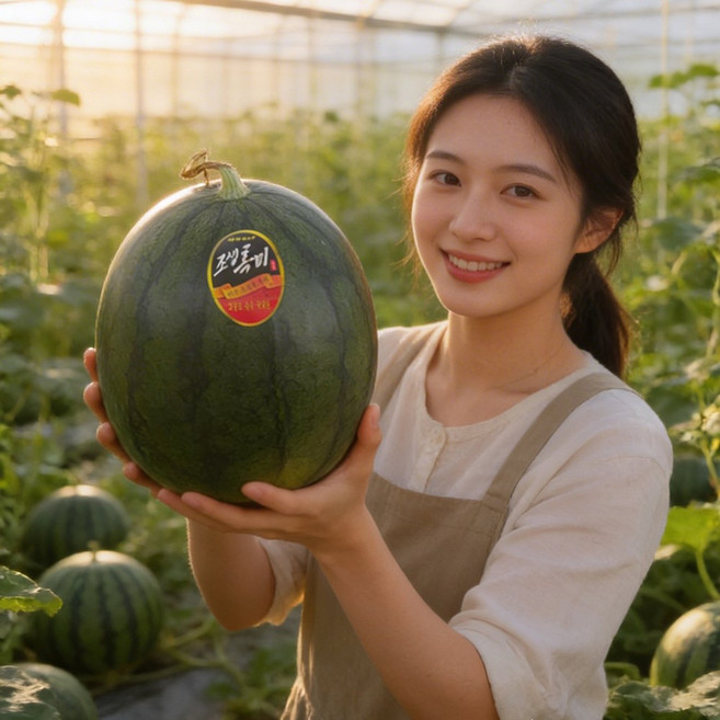 고당도 흑수박 산지직송 아삭한 씨적은 흑미수박 비파괴선별 프리미엄, 1개, 흑수박 4kg 내외