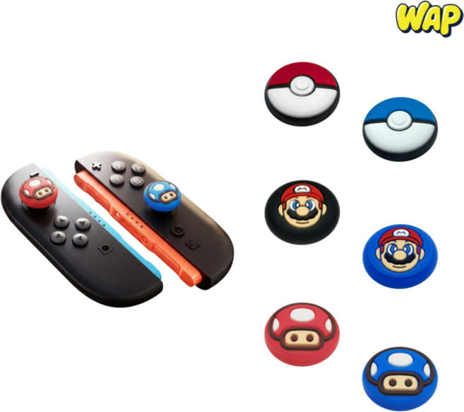 WAP 스위치2 조이콘 스틱커버 스틱캡 버튼캡 보호 악세사리, 1세트, 버섯, SWITCH 2 JOYCON