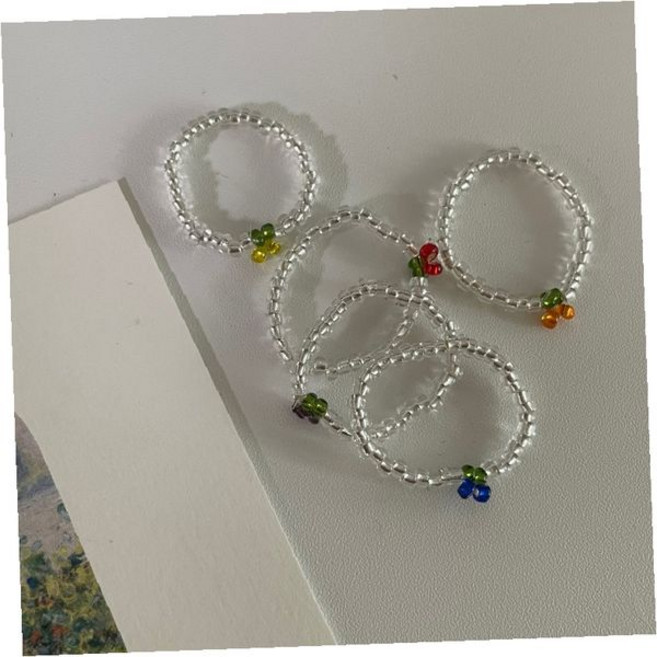 체리 포인트 비즈 팔찌 컬러 스톤 탄성 밴드 데일리 액세서리