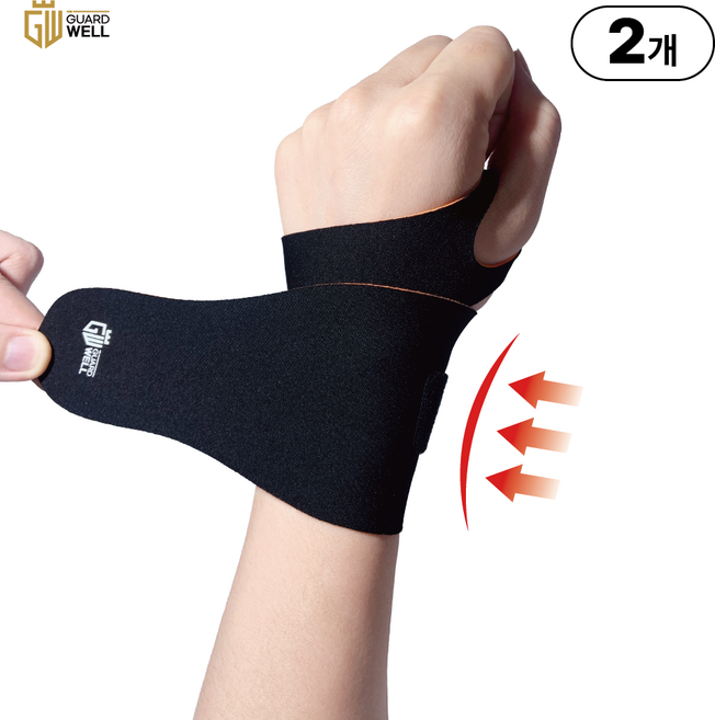 가드웰 고탄력 슬림핏 손목보호대, 2개, 블랙