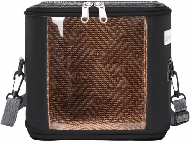 휴대용 애완 동물 테이크 아웃 가방 휴대용 클리어 뷰 친칠라 야외 케이지 대형 공간 옥스포드 기니 돼지, 03 Black-L