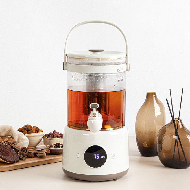 보랄 STS304소재 스테인리스 스틸 클래식 보온 티포트 3L, Br-T25Wj(화이트)