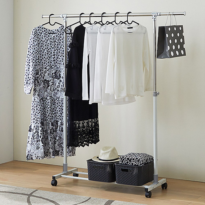 피에스산업 업그레이드 이동식 행거 1단 B, 아이보리