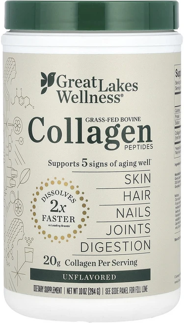 Great Lakes Wellness Grass-Fed Bovine Collagen Peptides 무향 10 oz(284 g), GreatLakesWellnessGrassFedBovi, 284g, 1개 - 쿠팡