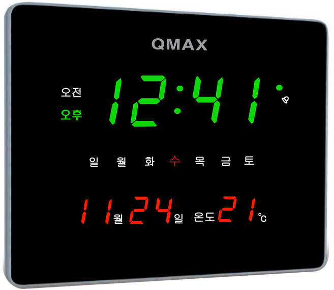 QMAX 평생AS 무상 디지털벽시계 특가전, QMAX-C02(그린형)