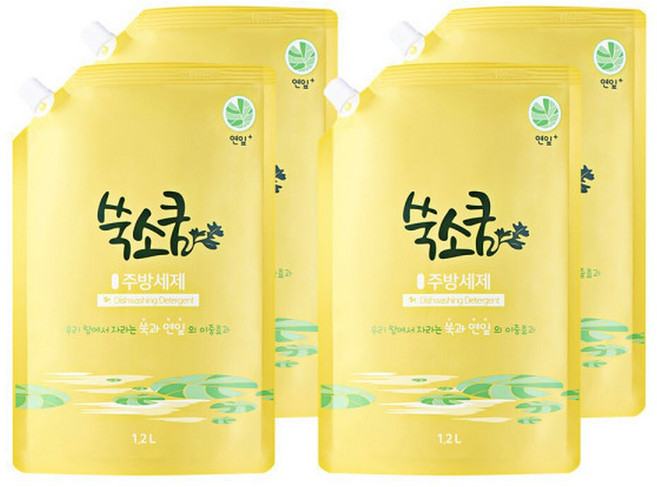 1종 주방세제 연잎 주방세제 1.2L 4개, 1세트