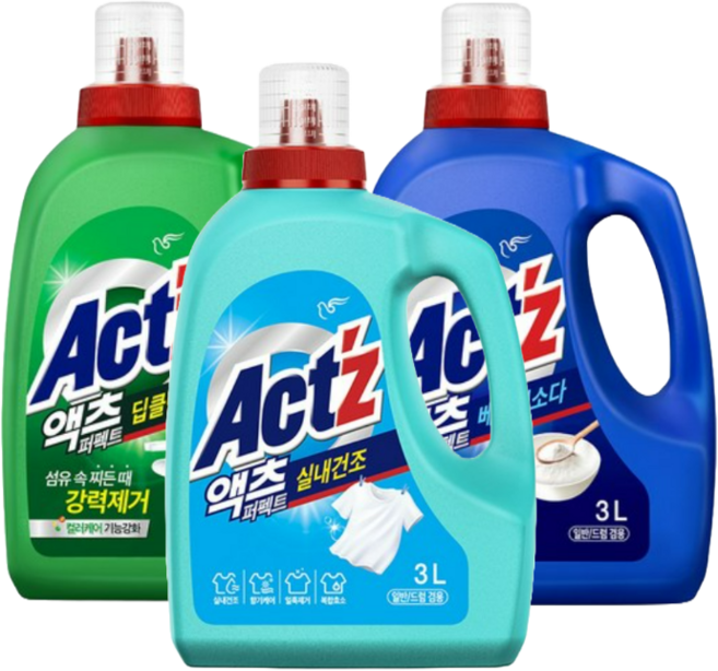 액츠 퍼펙트 일반드럼겸용 용기 3L X 3개(딥클린+베이킹소다+실내건조), 3개