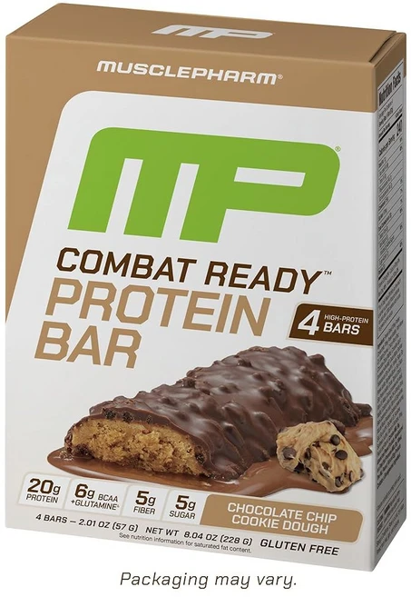 머슬팜 컴뱃 스포츠 바 초콜릿 땅콩버터 컵 고단백 갈망 연료 성능 및 에너지 수요 충족 유청 단백질 20g 섬유질 5g 글루텐 프리 12바, Chocolate Chip Cookie Dough, 1 Count (Pack of 4) - 쿠팡