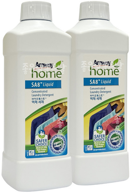 암웨이 SA8 바이오퀘스트 액체 세탁세제 1L x 2개 + 새부리형 마스크 2매