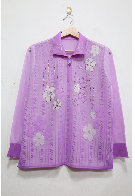 형제상회 할머니옷 할머니티 니트 긴팔 집업 카라티 국산 0041SF12