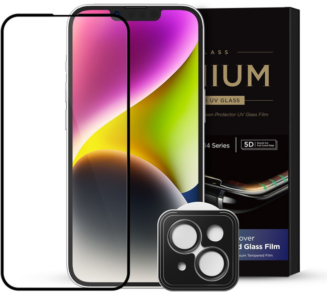 케이맥스 애플 아이폰 14 프로 프로맥스 플러스 호환 프리미엄 강화유리 풀세트, 1개