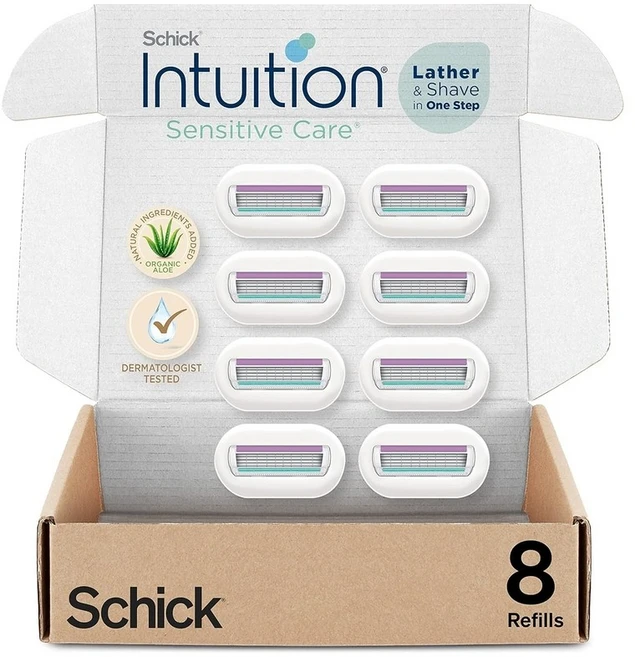 면도기날 INTUITION 쉬크 여성 면도기 리필 6개 면도용품 제모용품, 유기농 알로에 - 쿠팡