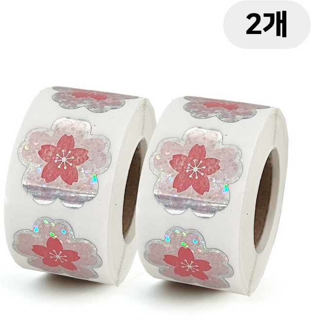 디어플레이스 홀로그램 반짝이 롤스티커 500매, 2개, F1 컨페티 체리블러썸 2.5cm_꽃